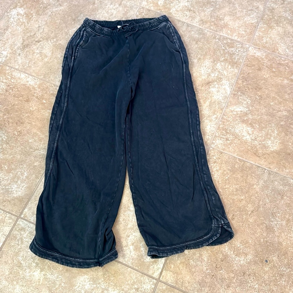 Women’s Mineral Washed Terry Knit Pants Ash colored size large